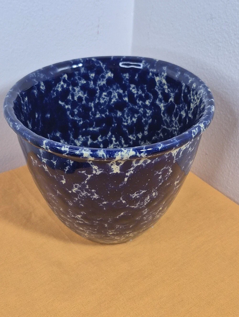 Bennington Potters Vermont Blue Agate Spongeware Mixing Bowl #1876 *Mint